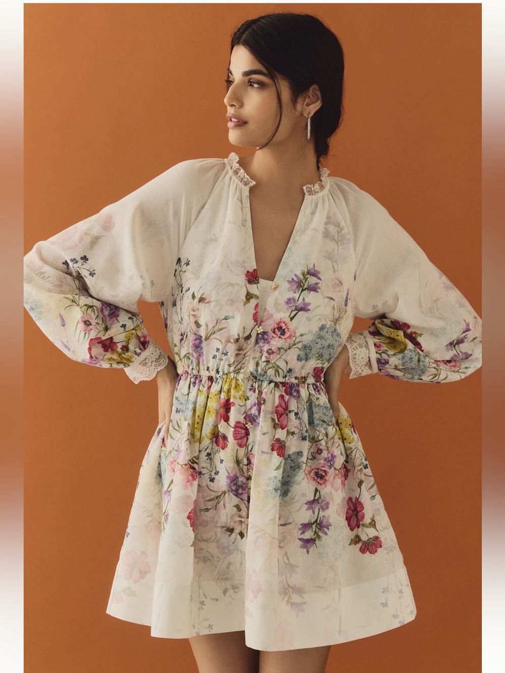 Ivory Floral Mini Dress